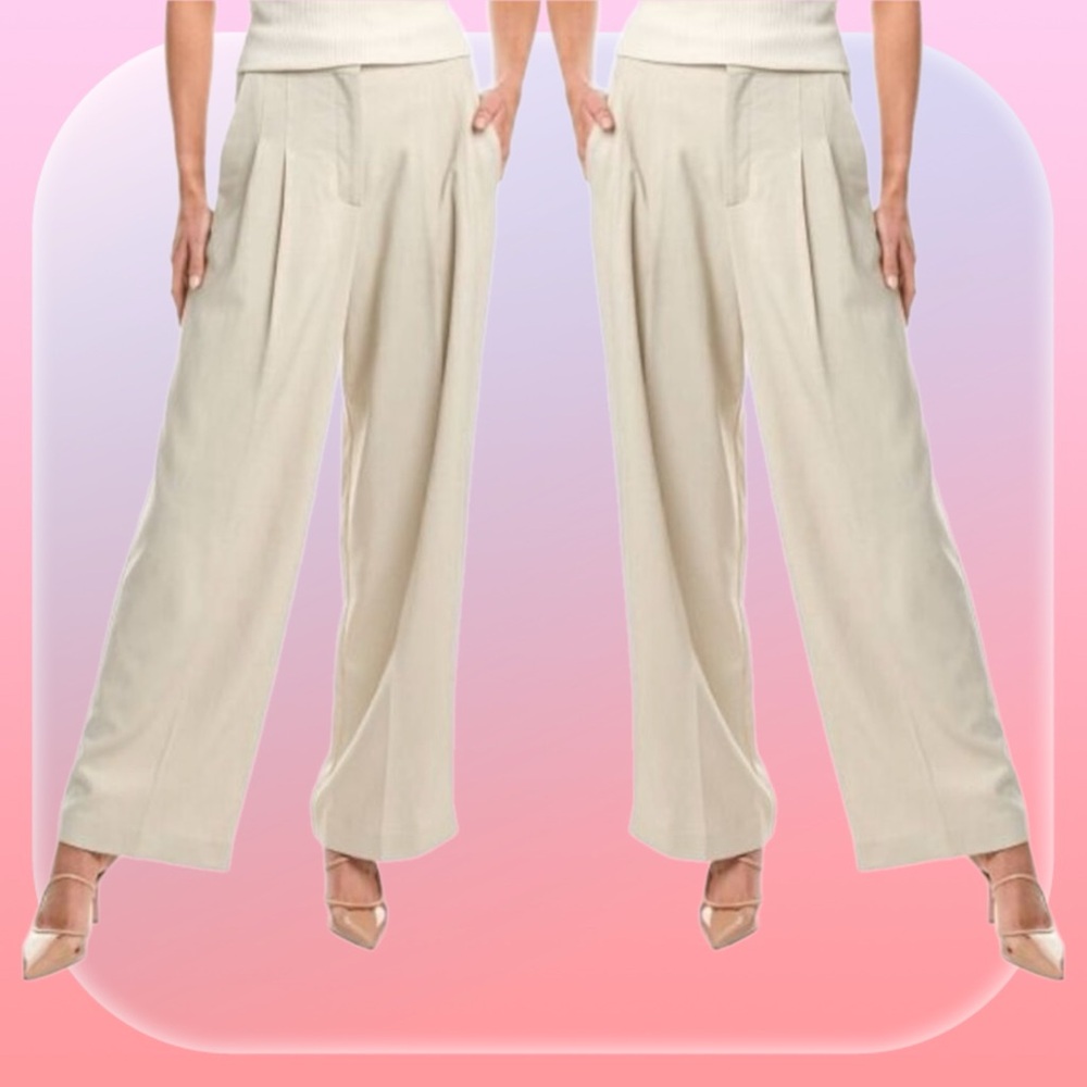 ba&sh • greige pantalon shen lady pants pleated front wide leg fr 36 / us 4 / s